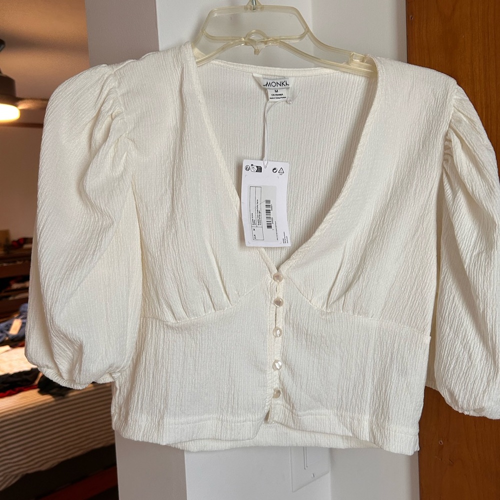 Monki White Puff Sleeve Women's Top